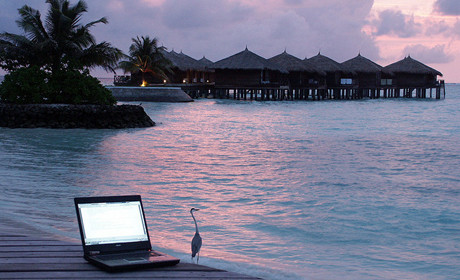 Laptop beach