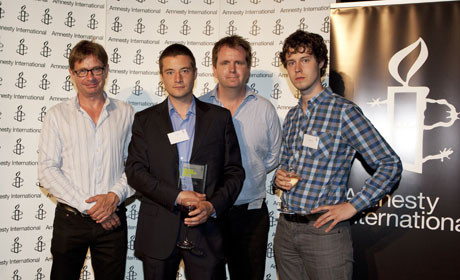 Amnesty Award Dan Bell, Iain Overton, Stuart Griffiths and Charlie Mole