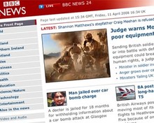 Screenshot of BBC News website