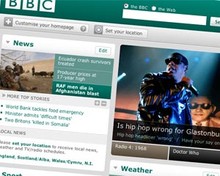 Screenshot of BBC website homepage