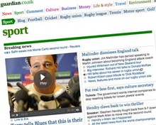 Screenshot of relaunched Guardian sports website