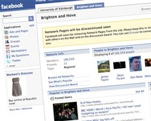 Screenshot of Facebook's Brighton and Hove network page