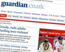 Screenshot of the Guardian website