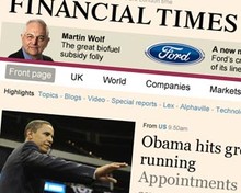 Screenshot of the redesigned Financial Times website homepage
