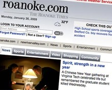 Screenshot of Roanoke Times' website