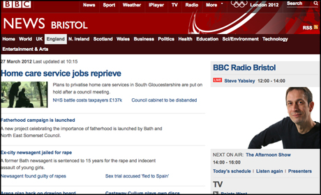 BBC Bristol homepage