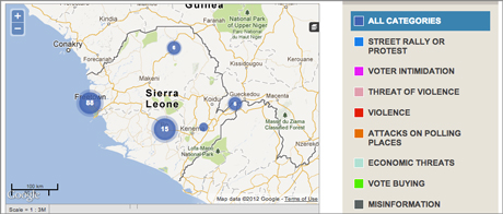 Crowdmap Sierra Leone elections