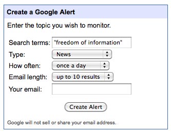 Setting up a Google alert