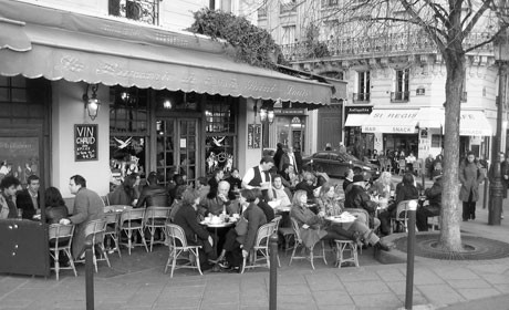 Paris cafe black and white