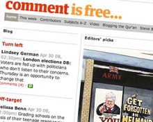 Screenshot of Guardian's Comment Is Free site