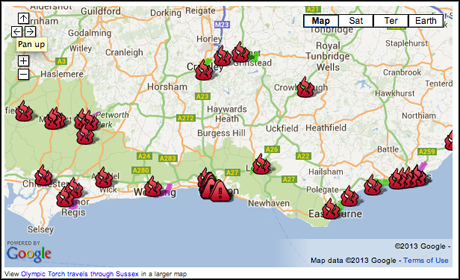 argus olympic torch map
