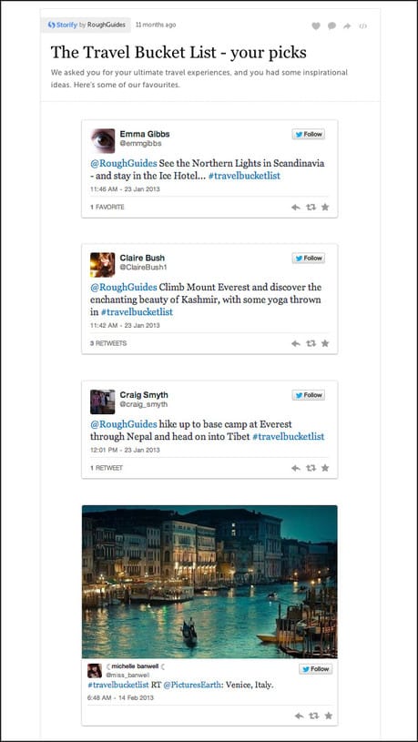 Rough Guides storify screenshot