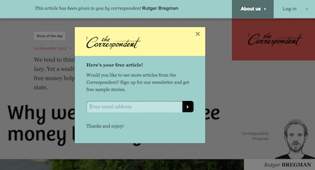 de correspondent pop up