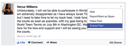 Facebook embed