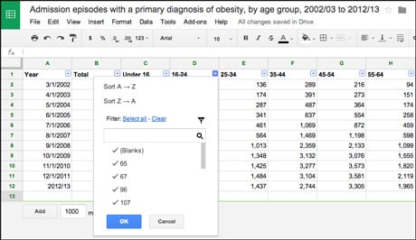 Spreadsheet skills - filtering