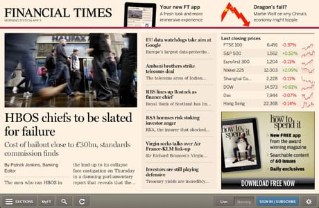 FT web app morning