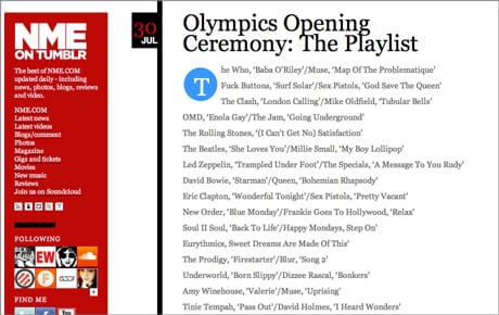 Tumblr NME playlist