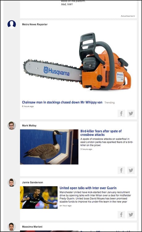 Metro timeline screenshot