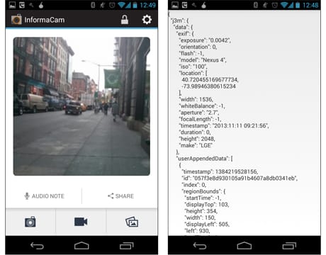 InformaCam screenshot