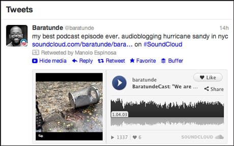 Twitter SoundCloud integration