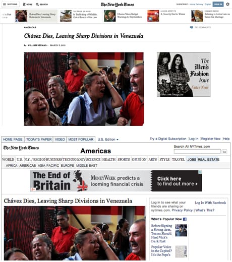 NYTimes.com redesign header