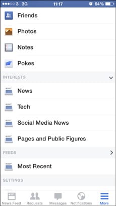 Facebook mobile screengrab