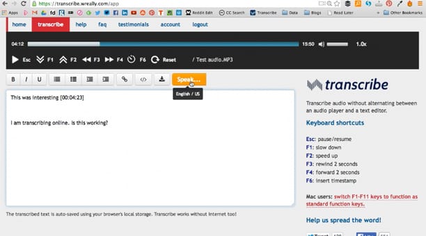 Transcribe Dictate feature