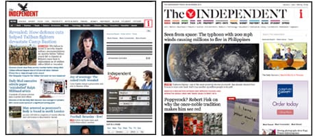 Independent website before and after