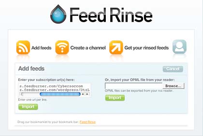 Feed Rinse add feed page