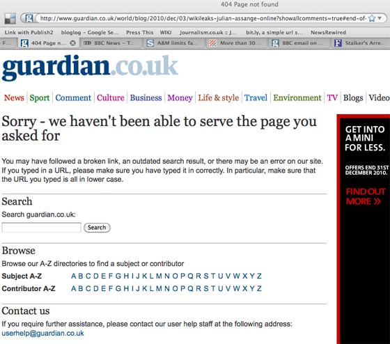 Guardian 404 page