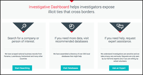 Investigative Dashboard screengrab