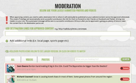 Moderation area PressApp