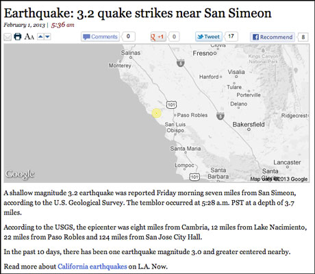 LA Times earthquake