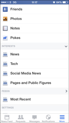 Facebook mobile screengrab